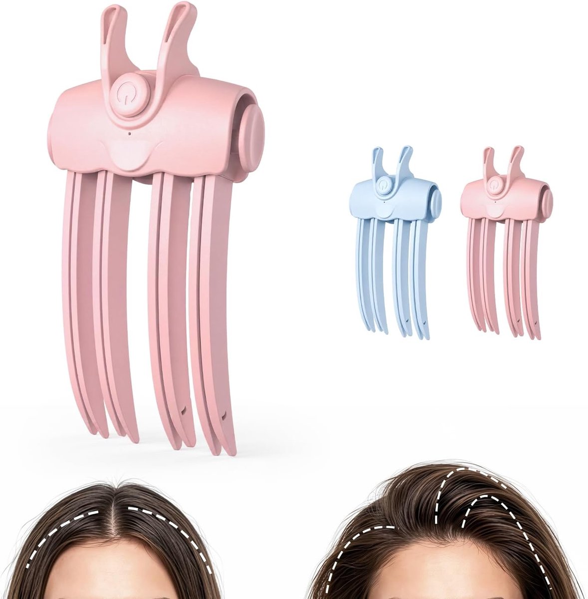 Stijlborstel - Root lifter - Verwarmde kam - Voor meer volume - Draadloos - Oplaadbaar - Snel opwarmend - Volumeborstel - Haarclip - Voor fijn haar - 15.7*8.3*5.5cm - Roze
