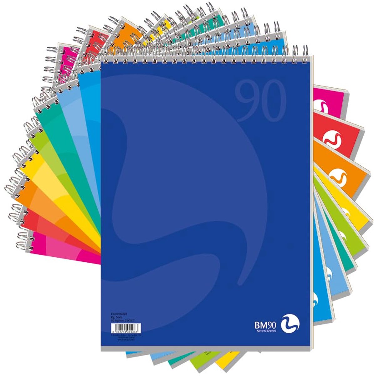BM BeMore 0107402 spiraalblok L/C Color spiraalblok korte pagina A4 liniatuur 1R, gelinieerd zonder rand, papier 90 - ShopVlot