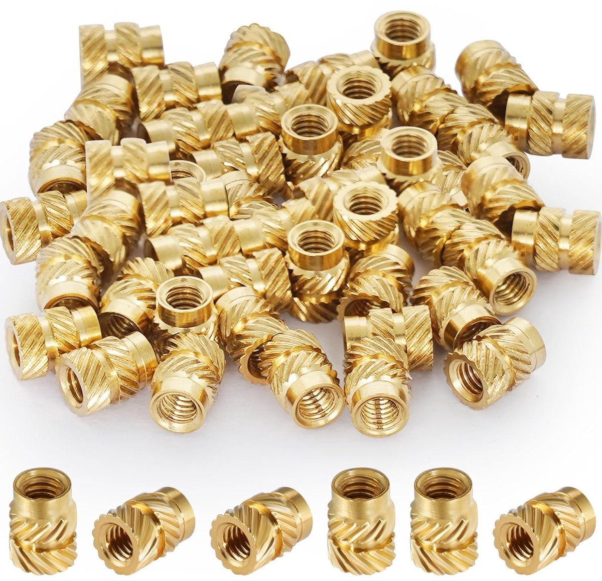 M6 Thread Insert, Hot Thread, Press Nuts 80 Pieces, 3D Press, M6 x 10 x 8 mm, Thread Inserts, Melting Nuts for 3D - ShopVlot