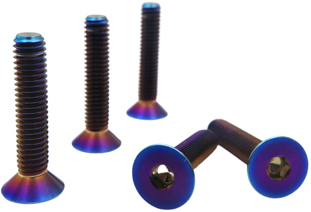 RISON Titanium Bolts M8 x 1.25 x 25mm Hex Socket Countersunk Head Screws GR5 Flat Head Bolts Burned Blue Titanium - ShopVlot