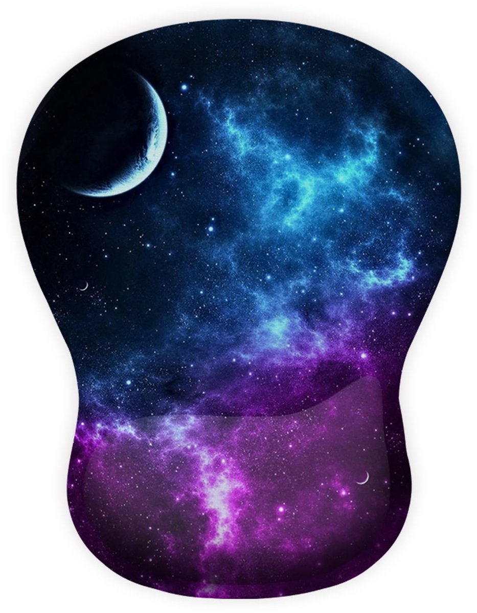 Muismat met gel polssteun - ergonomisch - melkweg design - comfortabele ondersteuning - ShopVlot