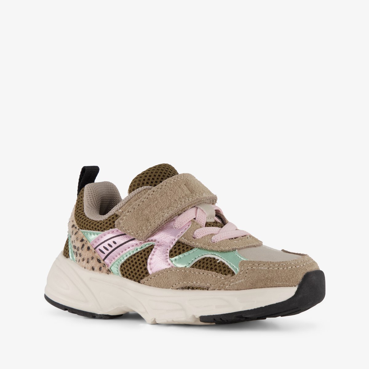 Braqeez suede meisjes sneakers beige - Maat 25 - Uitneembare zool