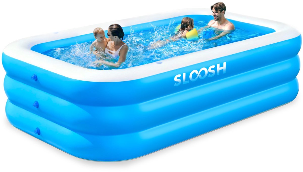 Sloosh Opblaasbaar zwembad met stoelen, 304,8 x 182,8 x 55,8 cm, verdikte pop-up zwembad voor gezinnen, kinderbadje - ShopVlot