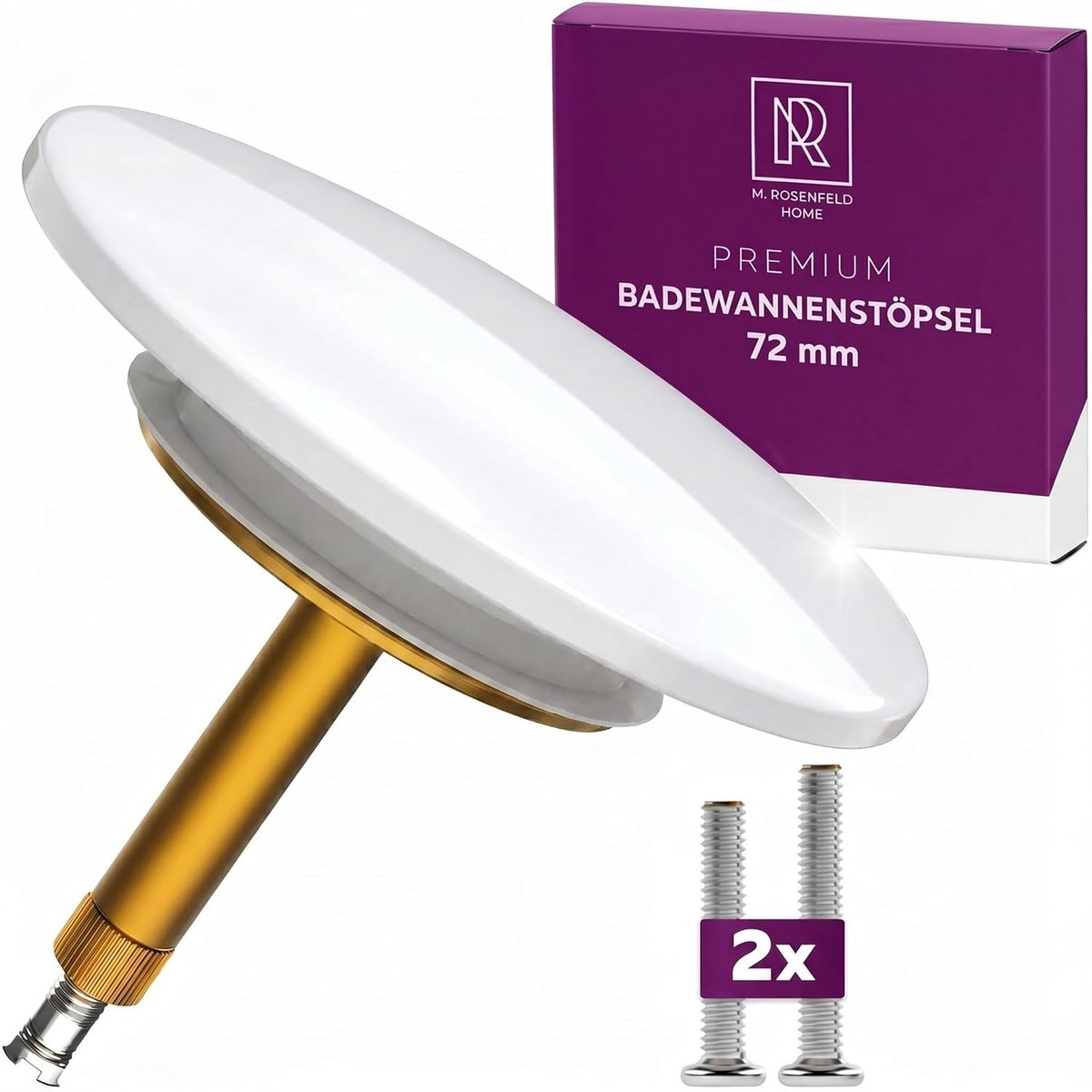 M. ROSENFELD HOME Bath Stopper, Universal Diameter 72 cm, Premium Stop Brass Bathtub with Double Seal, Bathtub Closure - ShopVlot