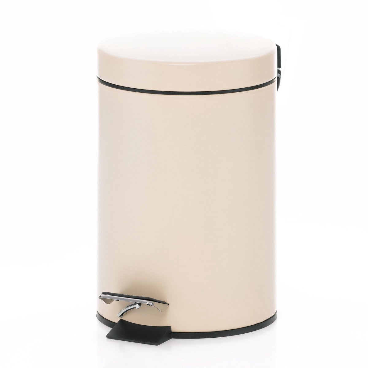 Famanu – Pedaalemmer van 3 l, metaal, Monaco, beige, compact en praktisch voor elke ruimte
