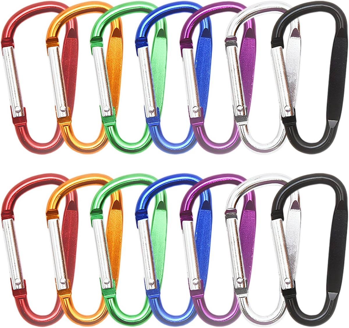 14 stuks vergrendelbare karabijnhaak, aluminiumlegering D-ring karabijnhaak, sleutelhanger karabijnhaak clips voor - ShopVlot