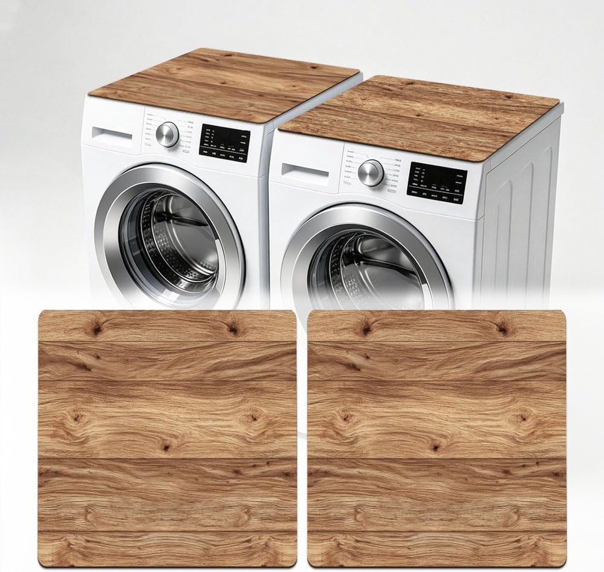 2 stuks vintage houten wasmachine- en drogerhoezen voor de bovenste rustieke droger top beschermmat antislip - ShopVlot