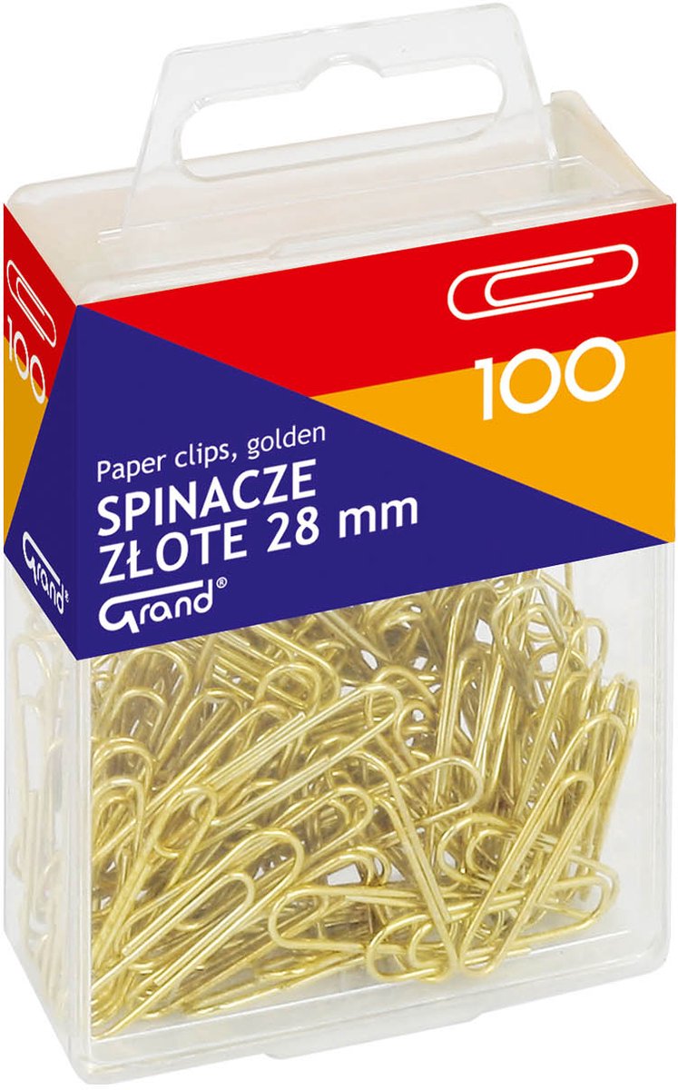 Gouden Ronde Bureau Klemmen Grand 28mm - 100 Stuks in Plastic Doos