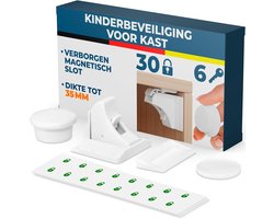 Hoffenbach Magnetische kinderbeveiliging, 30 sloten + 6 sleutels, kastbeveiliging en ladebeveiliging zonder boren - ShopVlot
