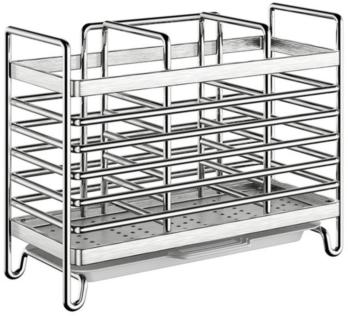 Opbergbak voor keukengerei – 20,9 x 8,2 x 15,7 cm – Keukenorganizer – Afdruiprek voor servies – Keukenstandaard – Bestekrek – Afdruipbak – Afdruiprek voor keukengerei – Keukenorganizer – Multifunctioneel keukenrek – Opbergbak voor servies