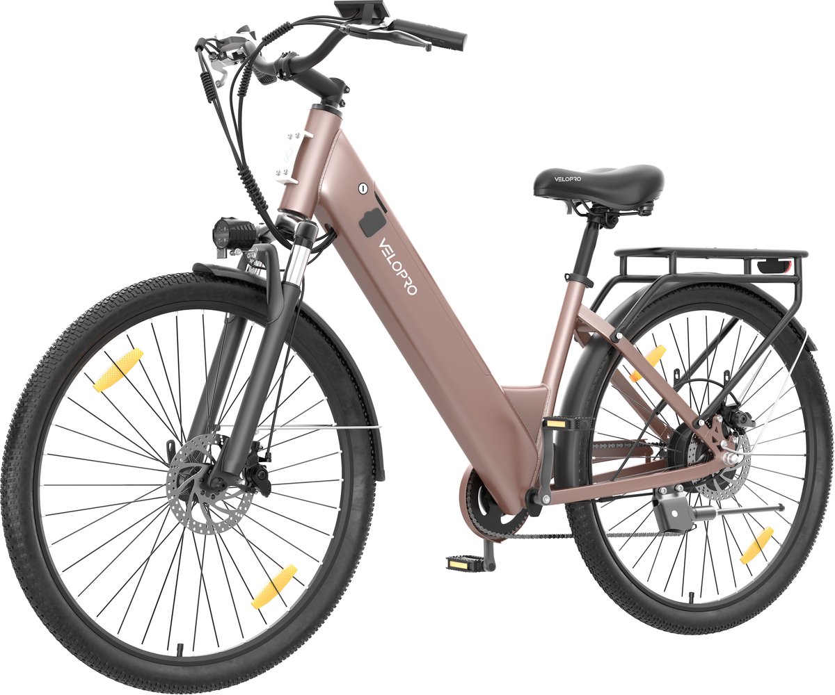 Velopro C1 Elektrische Fiets - 250W - 36V 13Ah - Tot 120 km - Shimano 7V - 27,5 inch - Mechanische Schijfremmen - LCD - Rosa