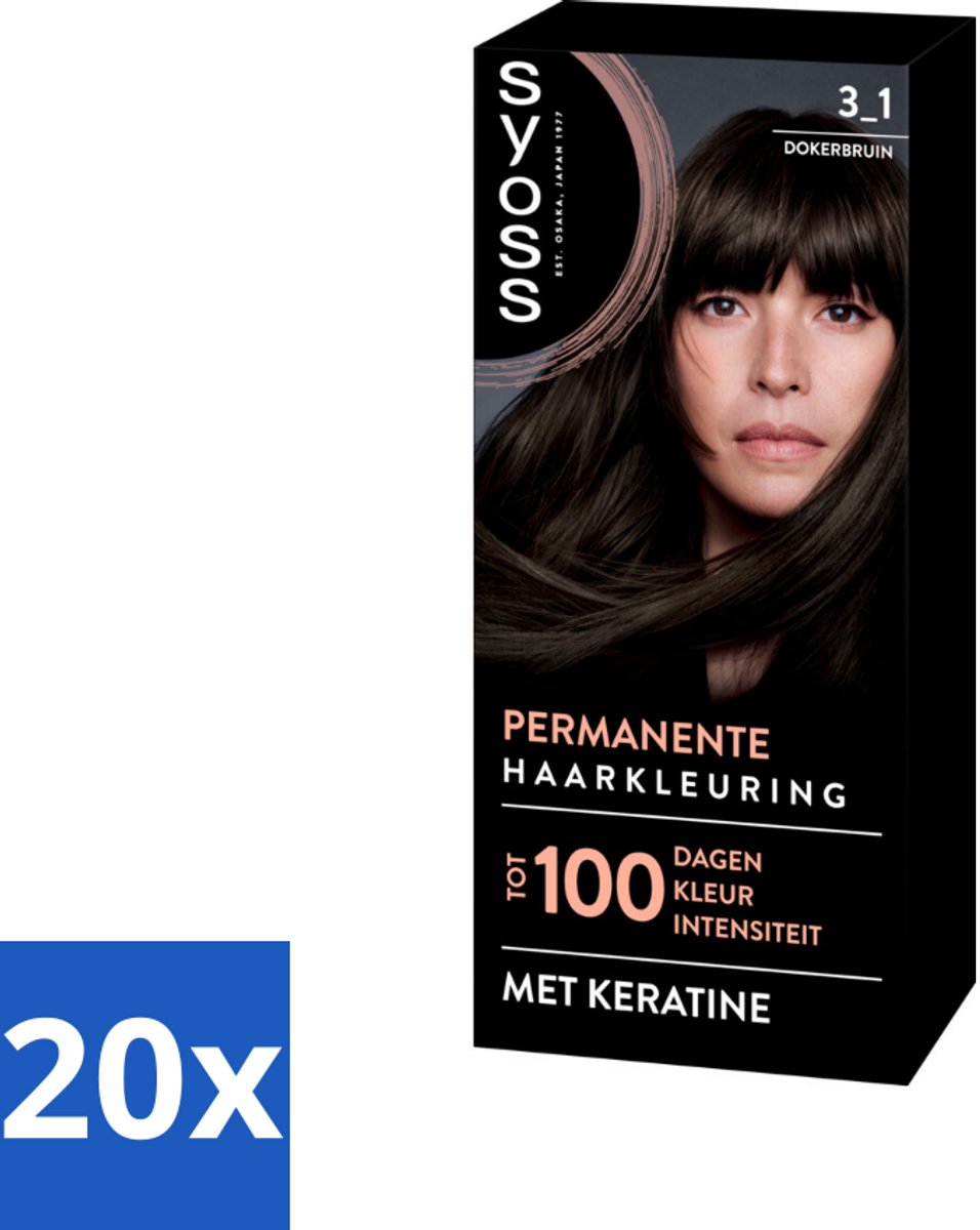 20 x SYOSS - Permanent Coloration 3-1 - Haarverf - Permanente Haarkleuring - Donkerbruin - Grijsdekking - Haarkleur - Permanent Coloration - Grijsdekking - Keratine-formule - Haarverf
