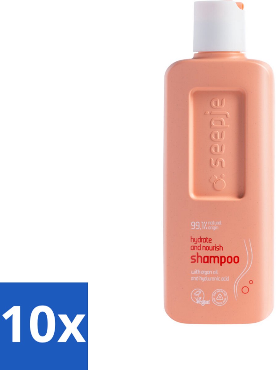 10 x Seepje - Hydrate & Nourish Shampoo - Intense Hydratatie voor Gezond Haar - 300 ml - Hydratatie Haar - Voedend Shampoo - Droog Haar - Natuurlijke Ingrediënten - Hyaluronzuur
