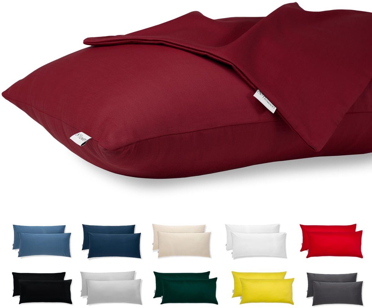 Kussensloop set van 2 - 30x50 cm - 100% jersey katoen - met ritssluiting - ademend en hypoallergeen - ShopVlot