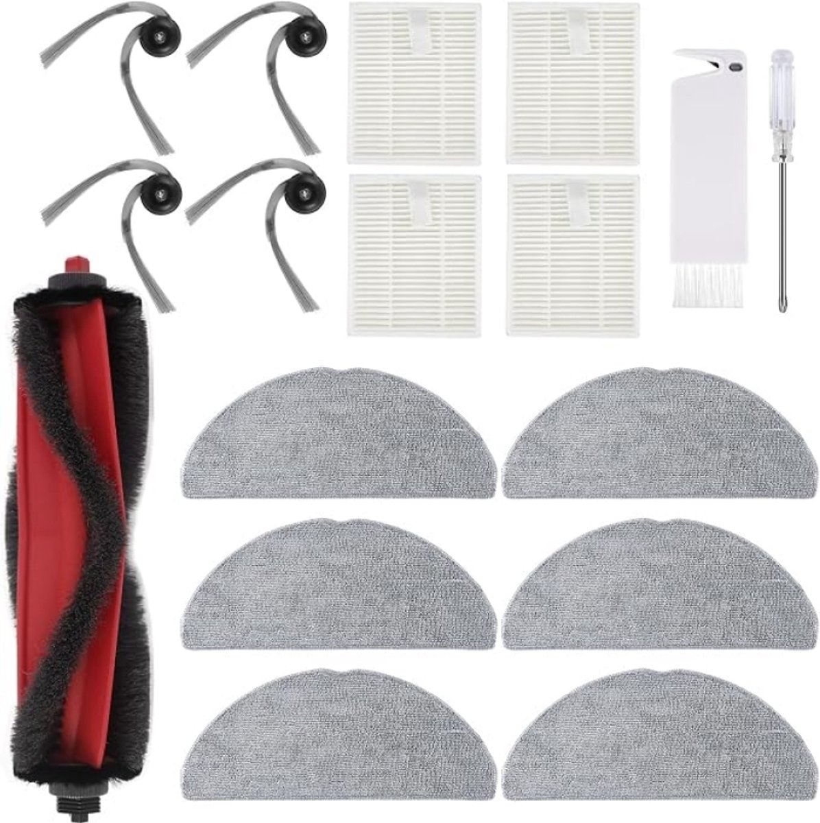 Q7 M5 Accessoires voor Roborock Q7 M5, Q7 M5+, Q7 L5, Q7 L5+ stofzuiger - 1 hoofdborstel, 4 HEPA-filters, 6 schoonmaakdoeken, 4 zijborstels, 1 reinigingsborstel, 1 schroevendraaier