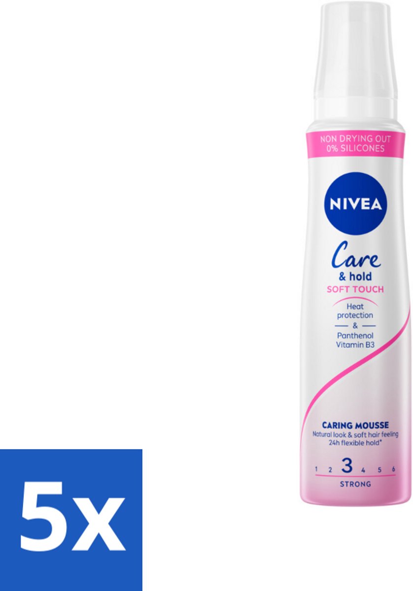 5 x NIVEA - Haarschuim - Verzorging & Stevigheid Zachte Aanzet - 24 Uur Lang Bescherming - 250 ml - Haarmousse - Verzorging - Volume - Natuurlijke Fixatie - Panthenol