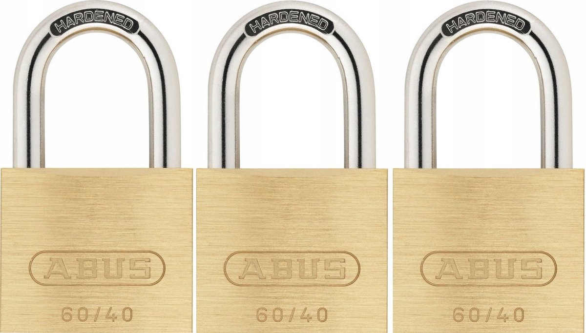 Abus 60/40 Messing Hangslotten 3 Stuks - Gelijksluitend Systeem