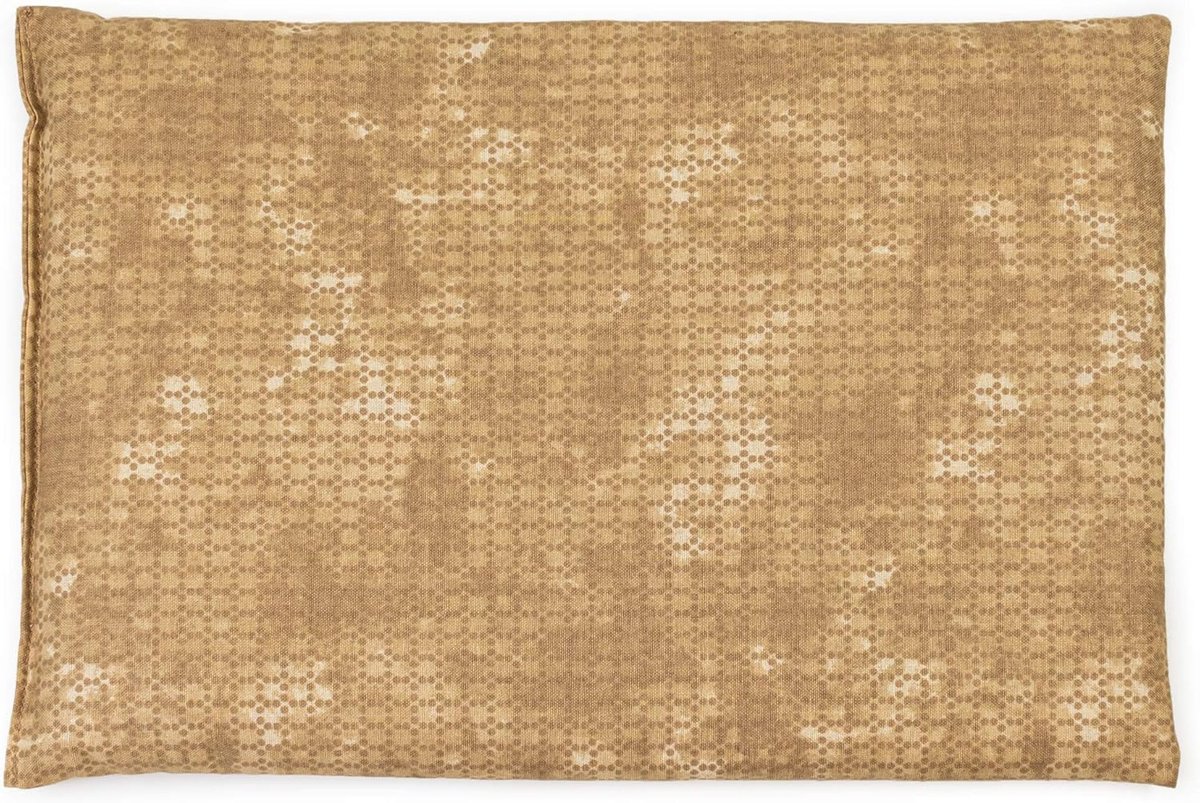 Kersenstenen kussen 30 x 20 cm, batik-goud. Als warmtekussen & koelkussen voor magnetron, oven, vriezer. - ShopVlot