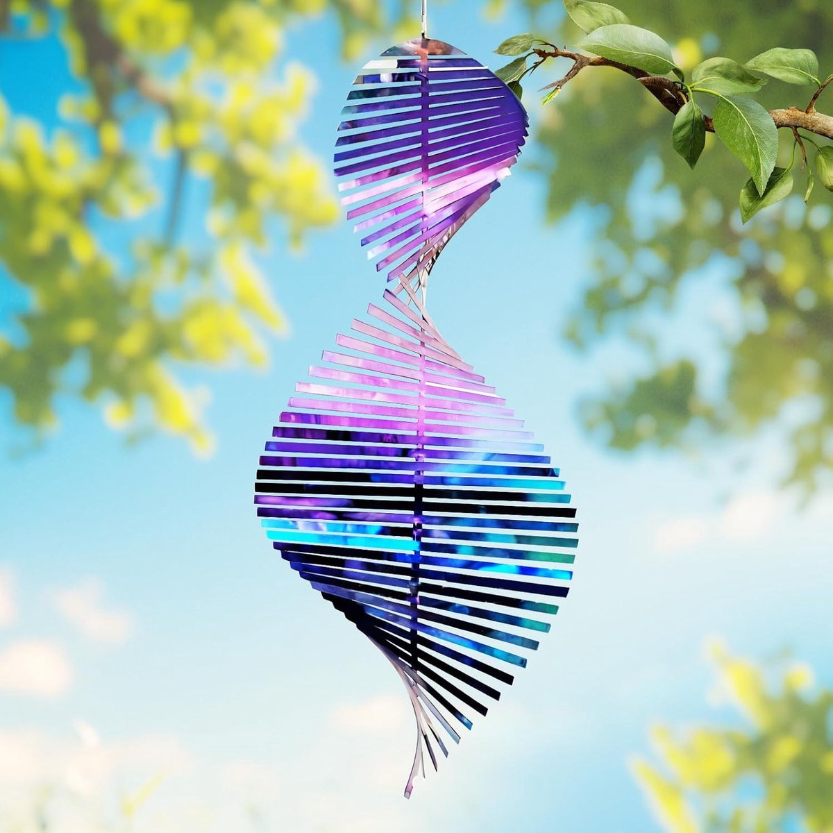 Kleurrijke visgraat windspinner, 10 cm, per hangsel inclusief draaibare haak, vogelverjager en tuindecoratie