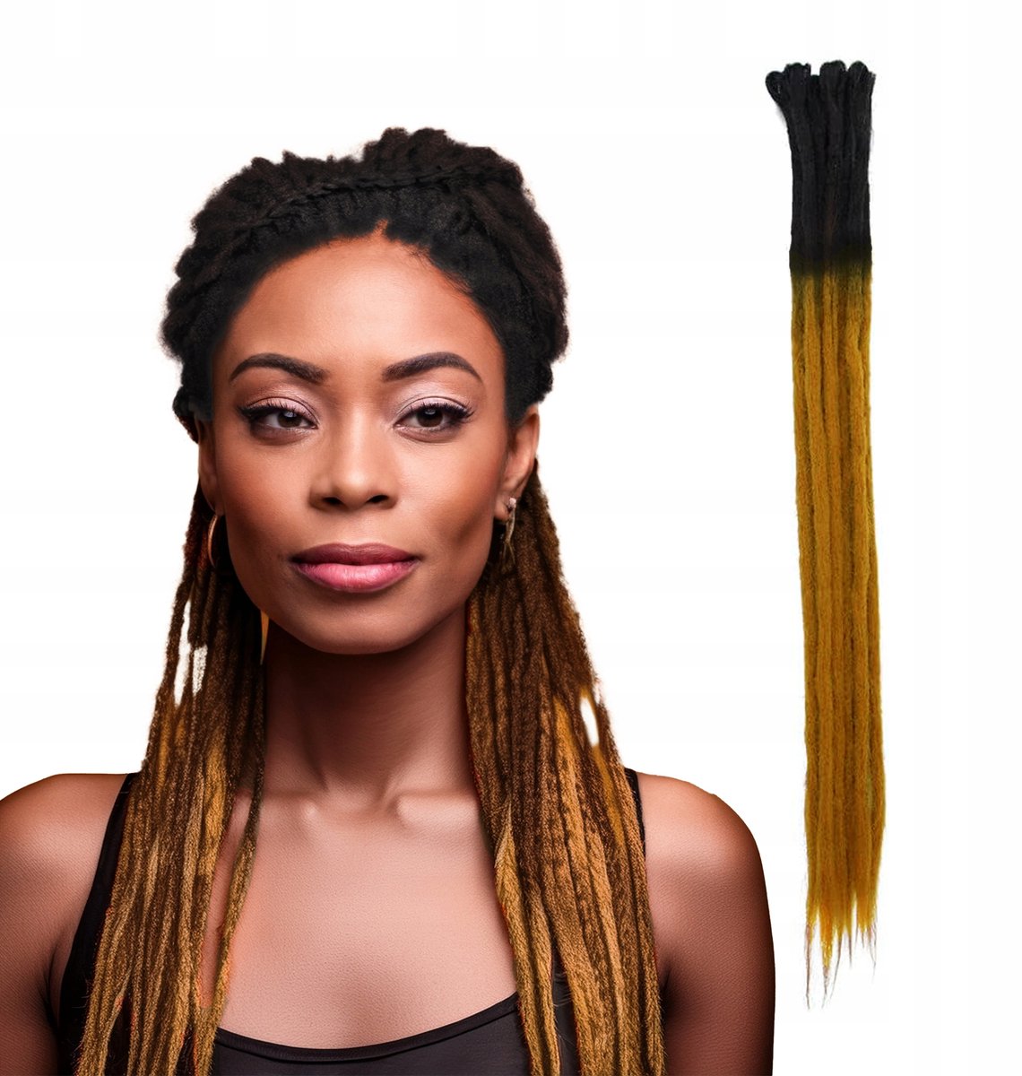 Synthetische Dreadlocks Ombre Zwart-Rood 60cm 10 Stuks