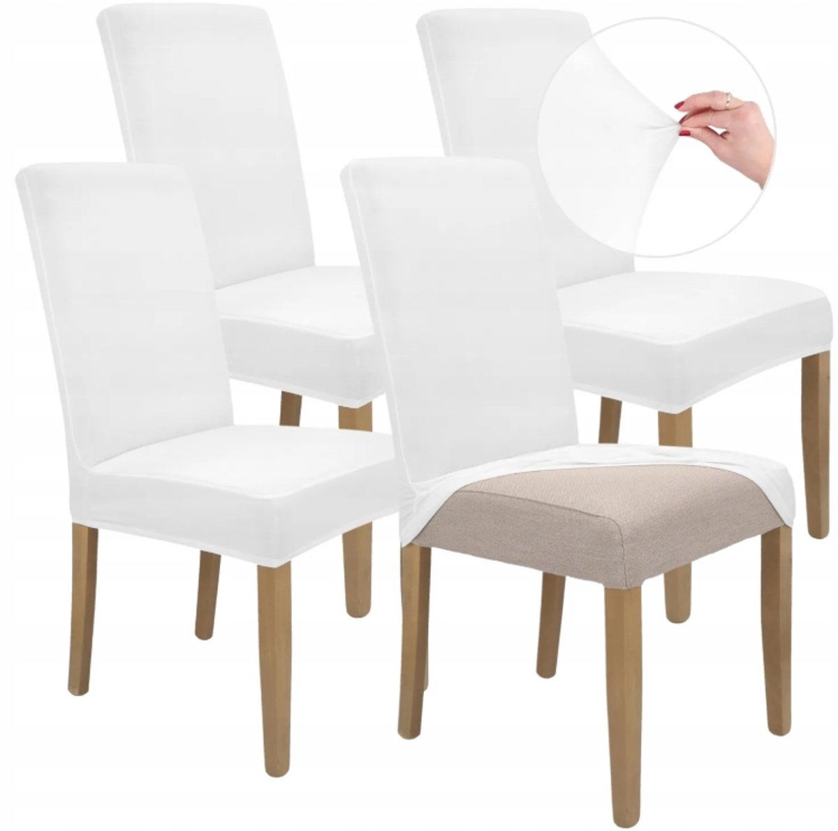 4x Witte Stoelhoes Elastisch Universeel voor Feestelijke Gelegenheden