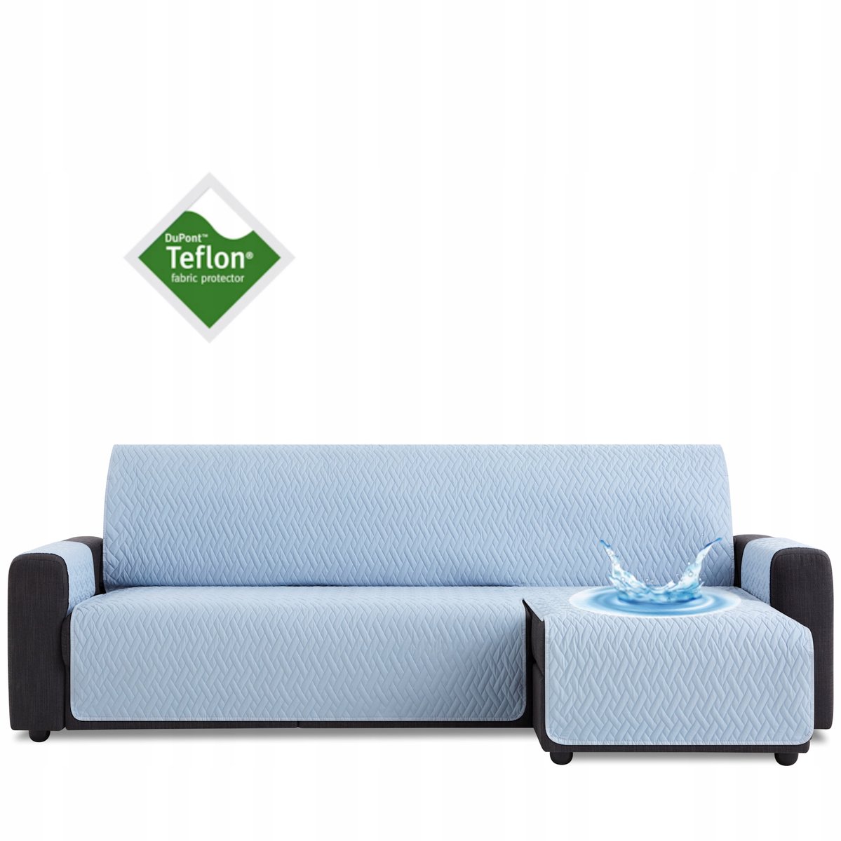 Merkloze waterdichte hoekbank overtrek, blauw, 240cm, Teflon