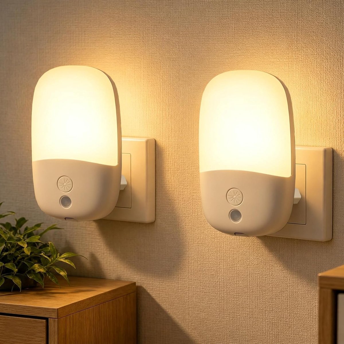 Stekkerlampje - Wit - Dimbaar Nachtlampje met Dämmerungssensor - Warmwit Licht voor Kinderkamer en Hal