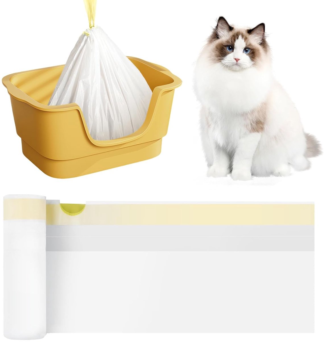 Cat Toilet Bags, 20 Pieces, White Cat Litter Litter Bags Thickened Cat Litter Bags with Drawstring, Cat Bag for Easy - ShopVlot