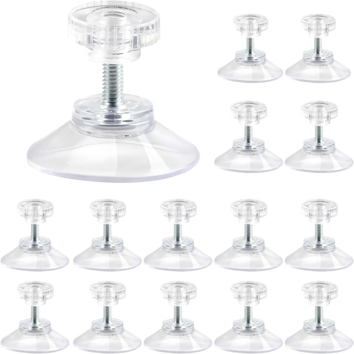 Zuignap met schroefdraad - Transparant - 40 mm - PVC Zuignappen met Kartelmoer - Voor Glad Oppervlak en Ophangen