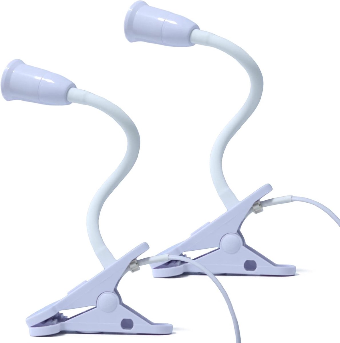 Stekkerlampje - Wit - 2 stuks - Flexibele Zwanenhals Klemlamp met E27 Lampenhouder - Voor Bureaulamp en Leeslamp