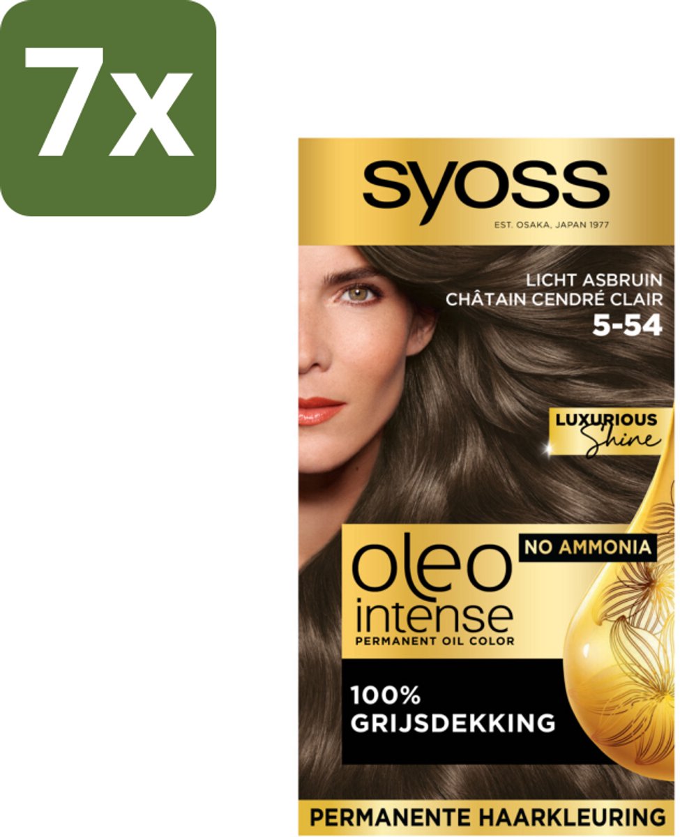 Syoss Oleo Intense - Haarverf - 5-54 - Licht Asbruin - 115ml x 7