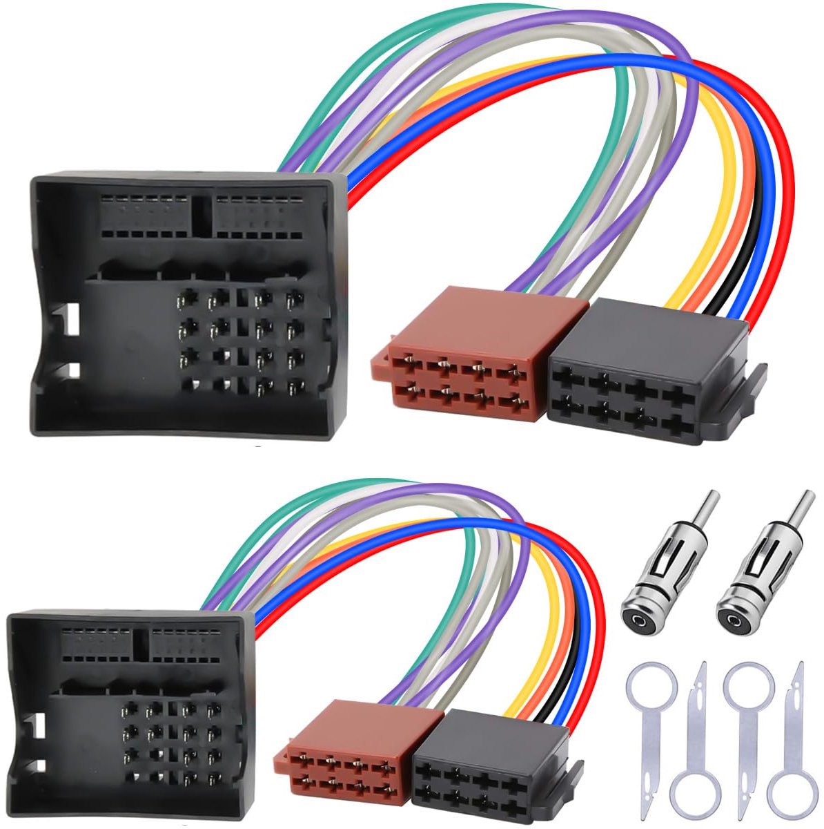 ISO radio kabelconnector 16 pins - 2-pack - compatibel met VW en BMW - oplossing voor incompatibiliteit - ShopVlot