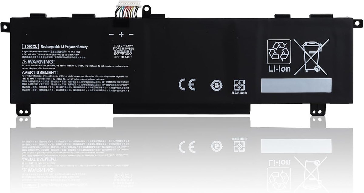 Laptopbatterij SD03XL 11,55V - Li-ion - 52,5 Wh - vervangend voor HP Omen 15 - ShopVlot