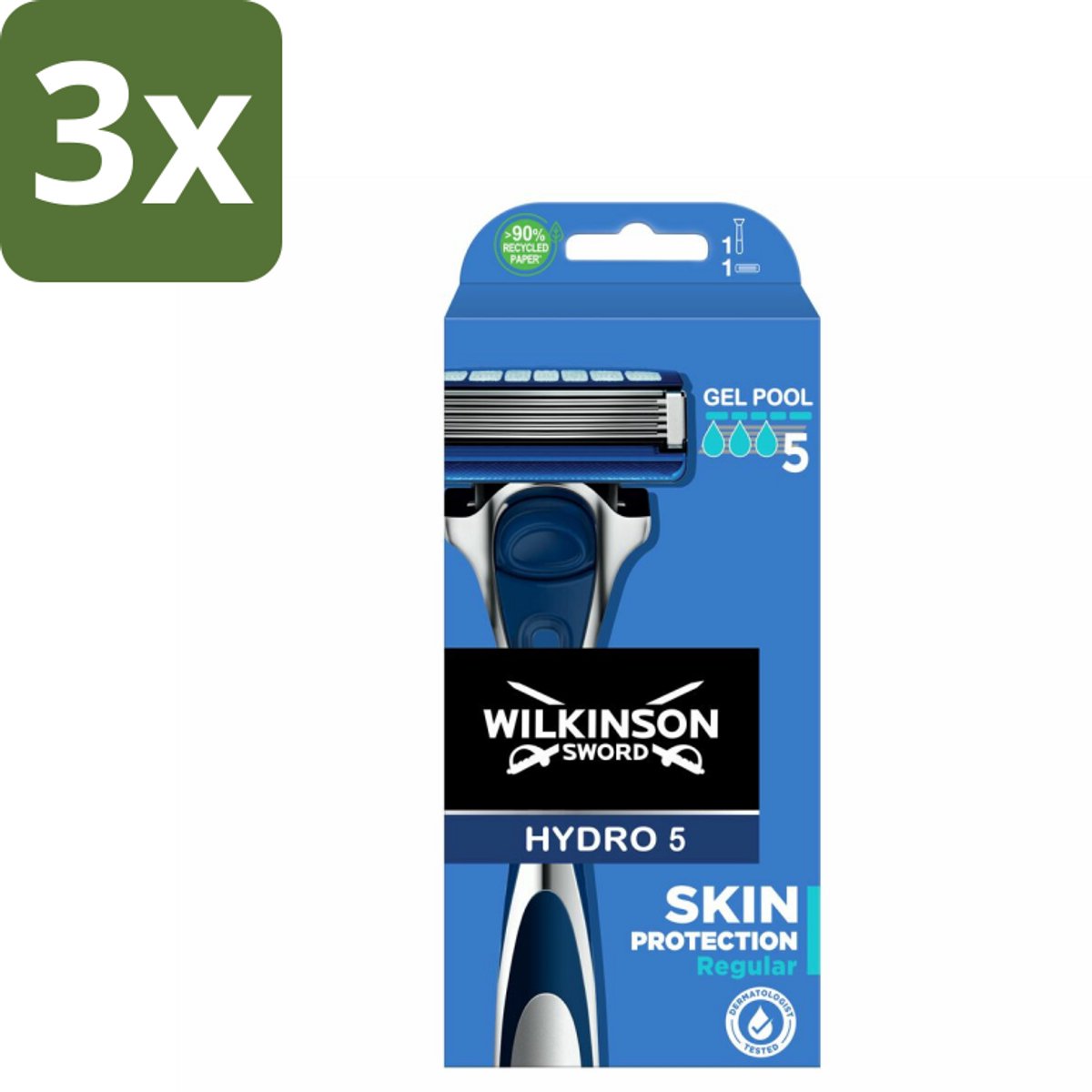 Wilkinson - Navulmesjes - Hydro 5 Skin Protection Scheermes Regular - Comfortabel - 1 mesje - Bulkverpakking - 3 stuks