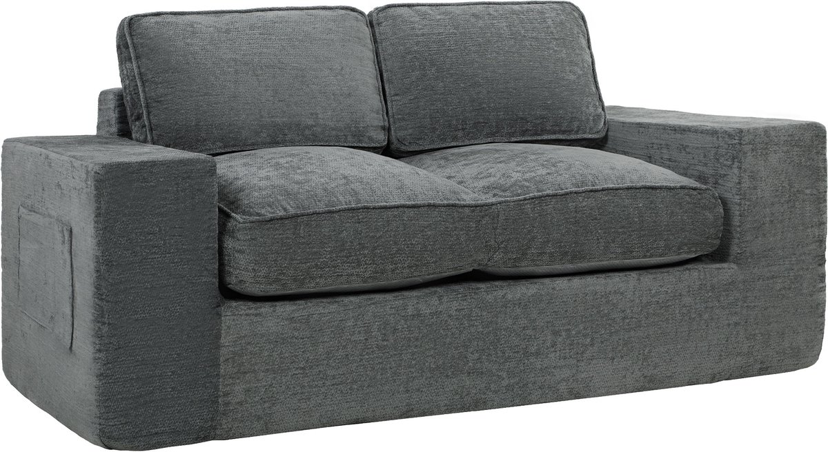 HOMCOM - Tweezitsbank - Chenille (100% polyester) - 156,5 x 87,5 x 78 cm - Grijs