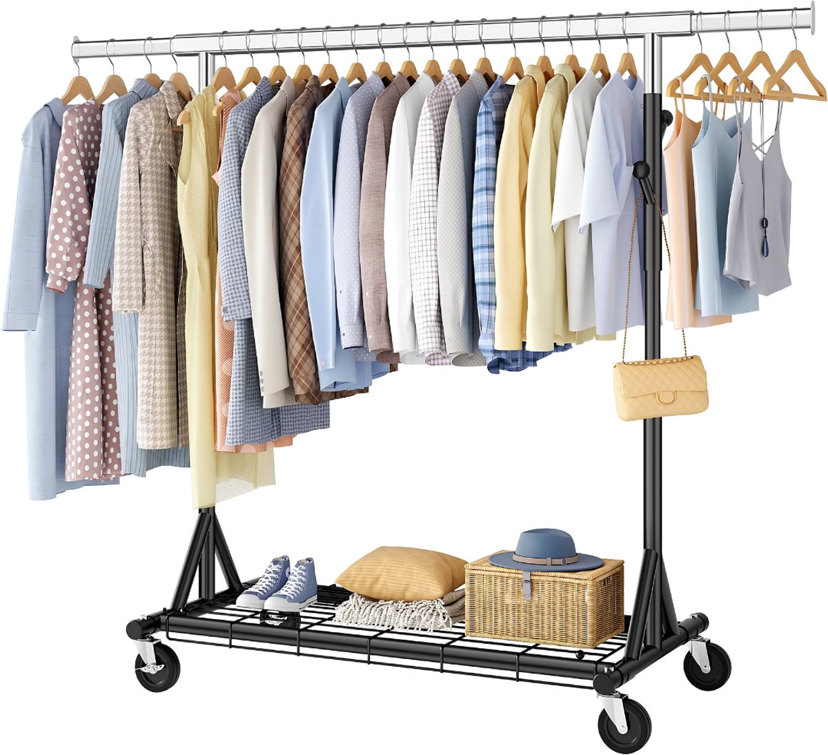VALI® Kledingrek - Verstelbare Kledingstang - Kledingkast - Zwart - 50cm x 176cm x 170cm