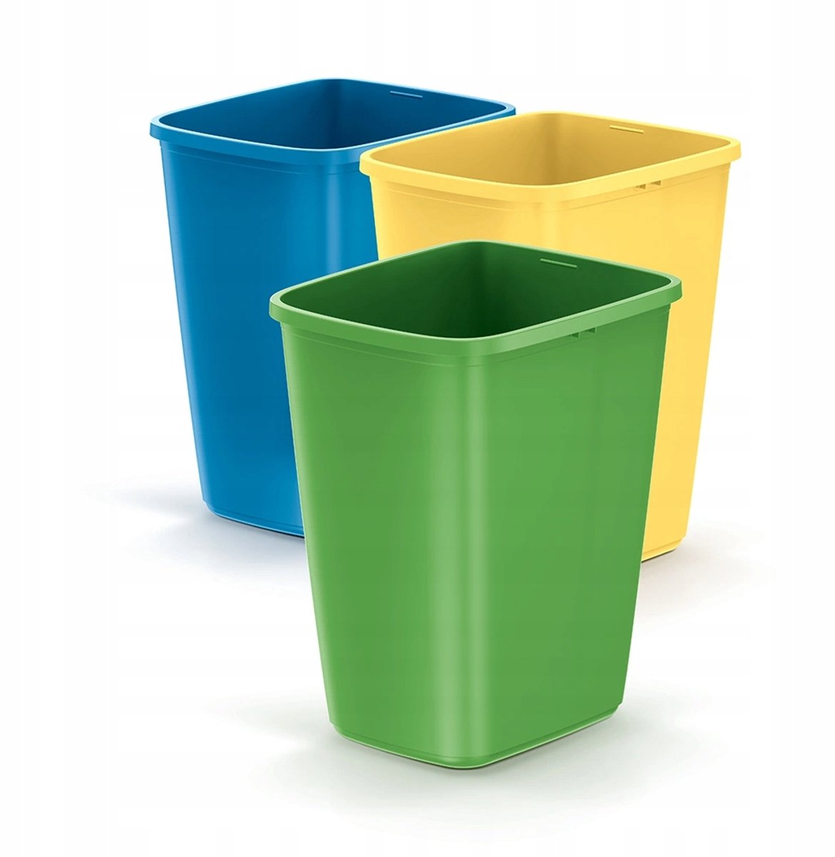 Set van 3 afvalscheidingsbakken, 9L per stuk, gekleurd