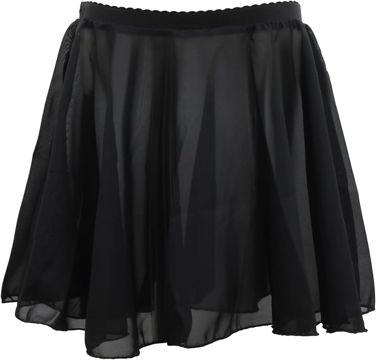 1 x Girls' Ballet Skirt with Elastic Waist Black Wrap Skirt Chiffon Tutu Dance Chiffon Bodysuit - ShopVlot