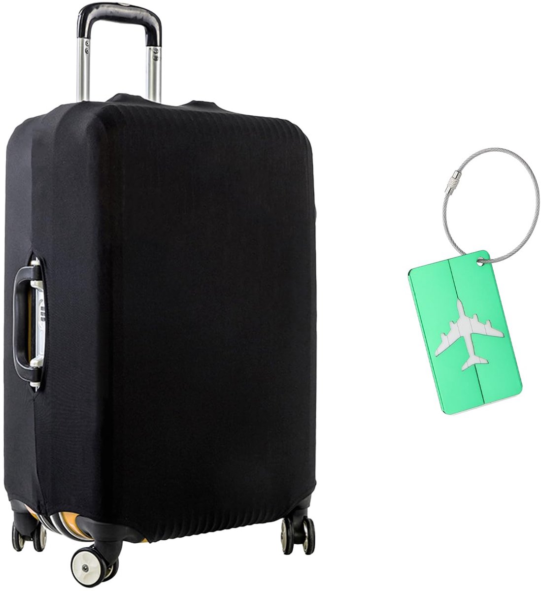 Anseom Kofferhoes, Elastische Reisbagagehoes Bagagehoes voor 45-81 cm Koffer Beschermhoes Zwarte Bagagehoezen voor - ShopVlot