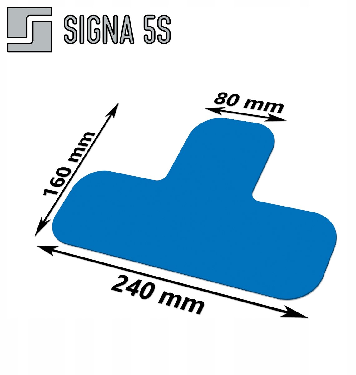 SIGNA 5S Vloermarkering T-vorm 240x160mm Blauw - Duurzaam & Zelfklevend