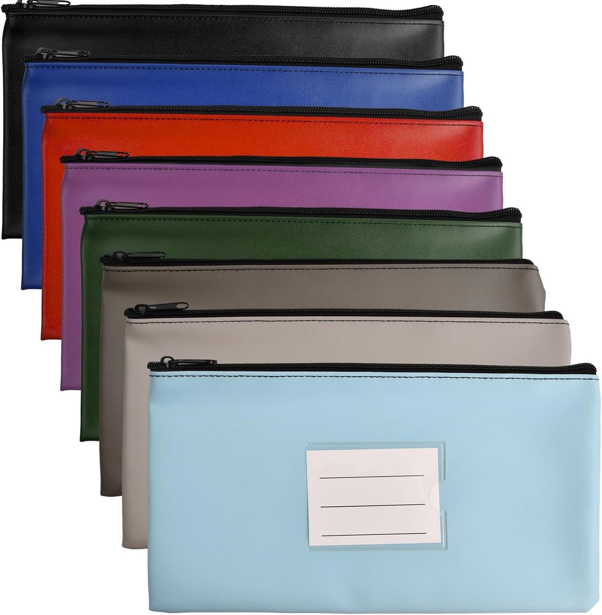 8 stuks portemonnee, bankbiljetten, 8 kleuren, documentenmap, A5, portemonnee, portemonnee met ritssluiting, venster - ShopVlot
