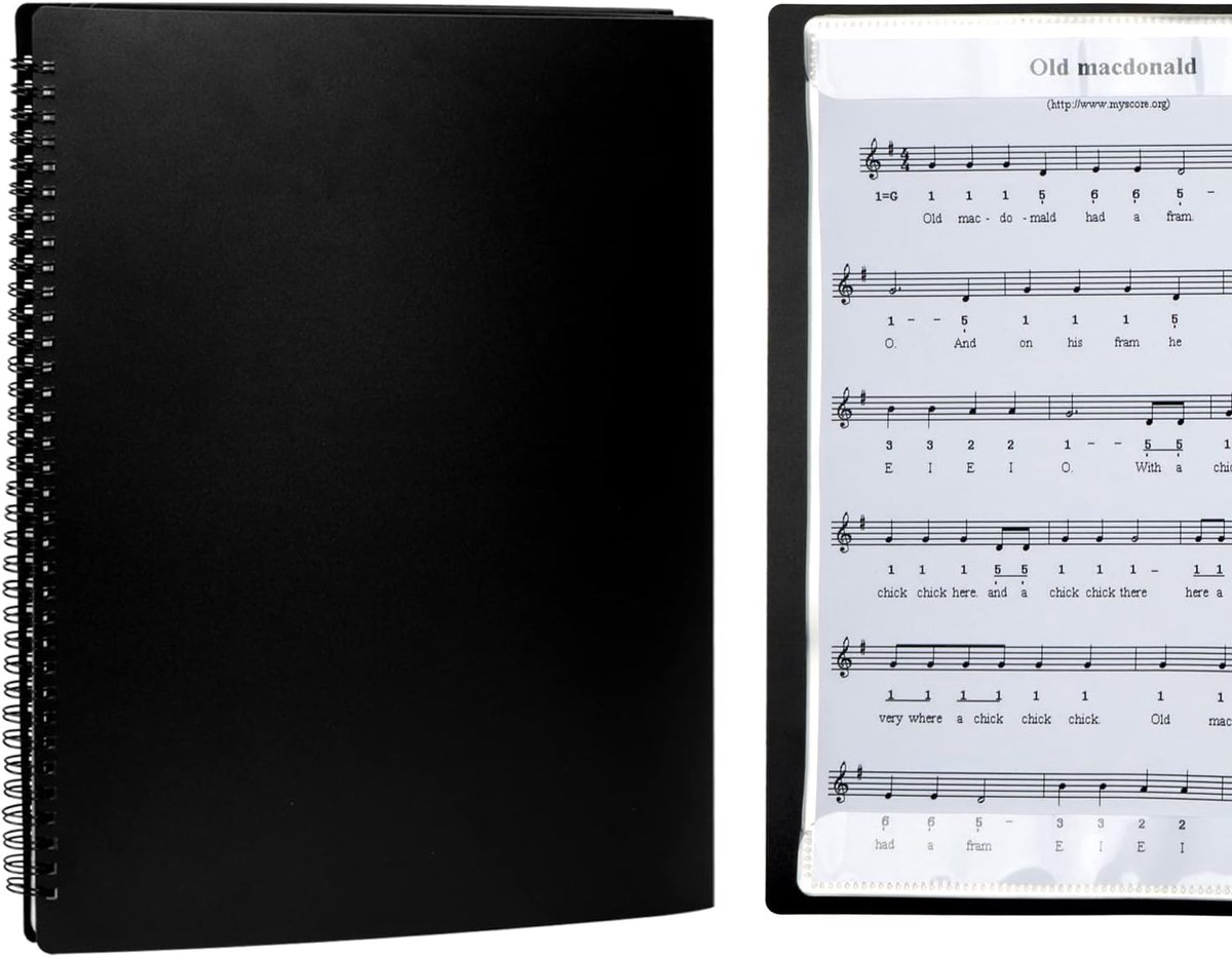 Musiin Sheet Music Folders Music Binder 4 Pages Expand Spiral-Bound A4 Size 15 Sleeves 60 Pockets Music Folder - ShopVlot