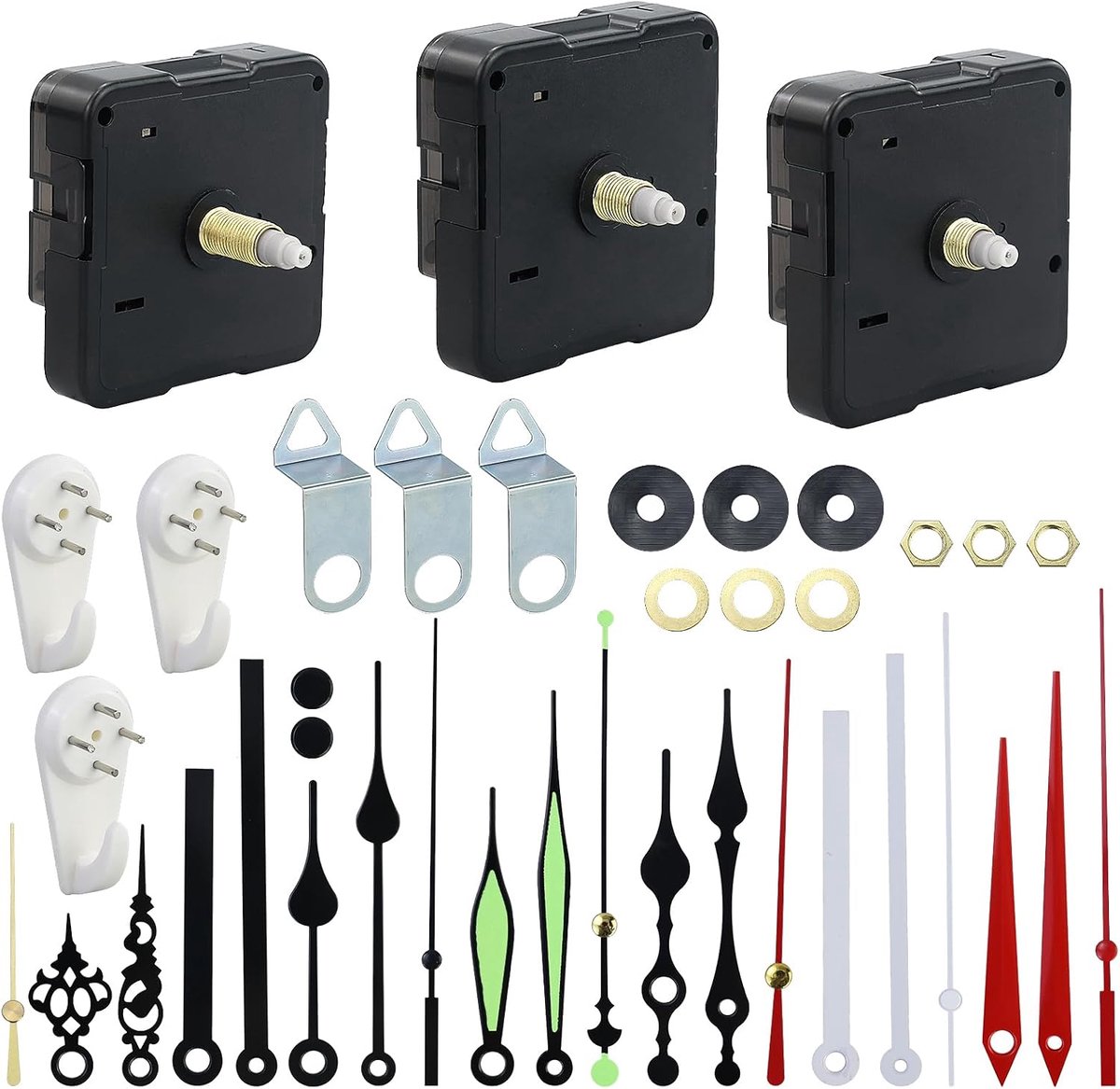 Pack of 3 Wall Clock Movement for DIY Hand Assembly with 7 Hands Silent Quartz Movement Clock Spare Parts Clock - ShopVlot