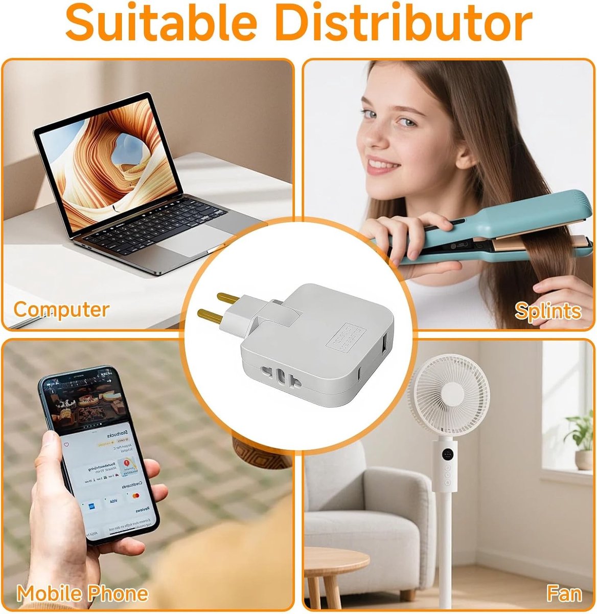 Platte Stekkerdoos - Wit - Ultradun - 2 Stopcontacten en 2 USB-poorten - Voor Beperkte Ruimtes