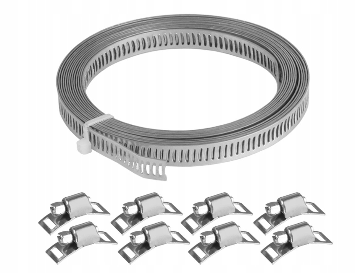 2x Slagvaste Klemband Set: 8mm x 3m Band + 8 Klemmen