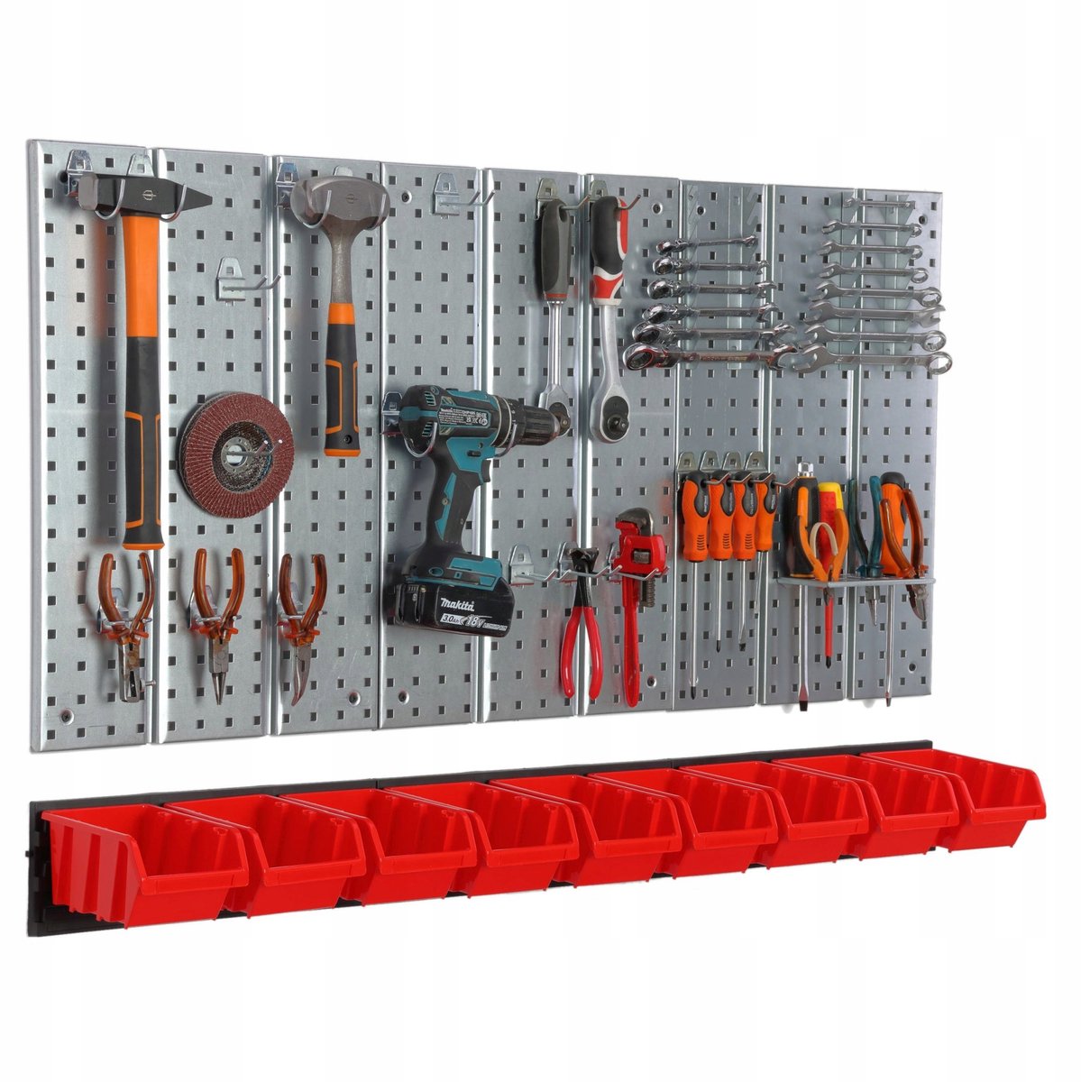 Gereedschapswand 1170x713mm met 9 Bakjes - Werkplaats Organizer