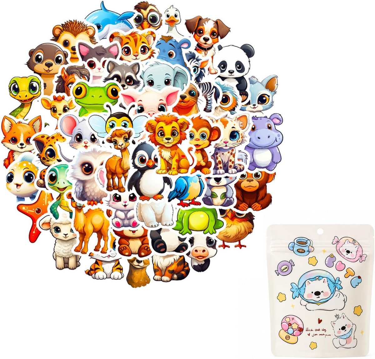 Dierenstickers voor kinderen 50 stuks - kleurrijk - waterdicht - perfect voor notitieboeken - ShopVlot