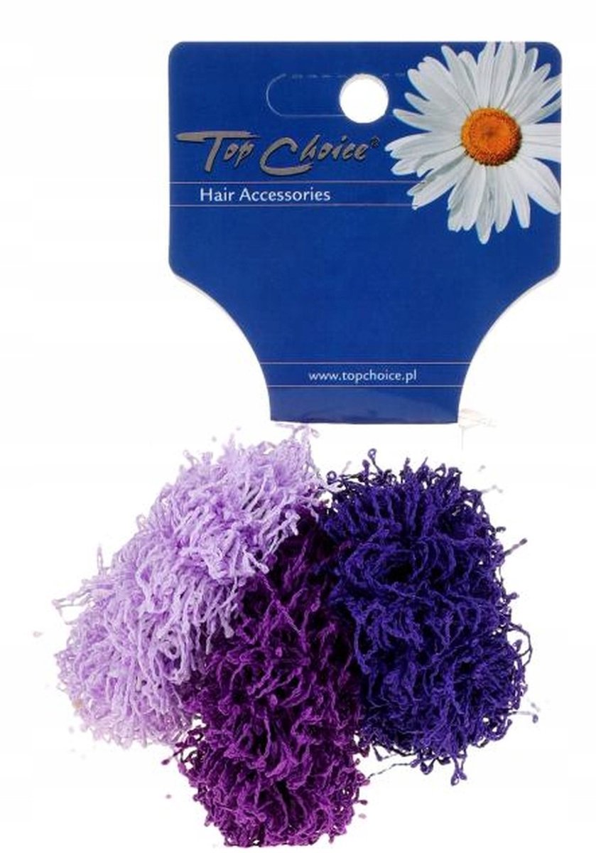 Top Choice Haarbanden - Set van 3 Paarse Spaghetti Elastiekjes