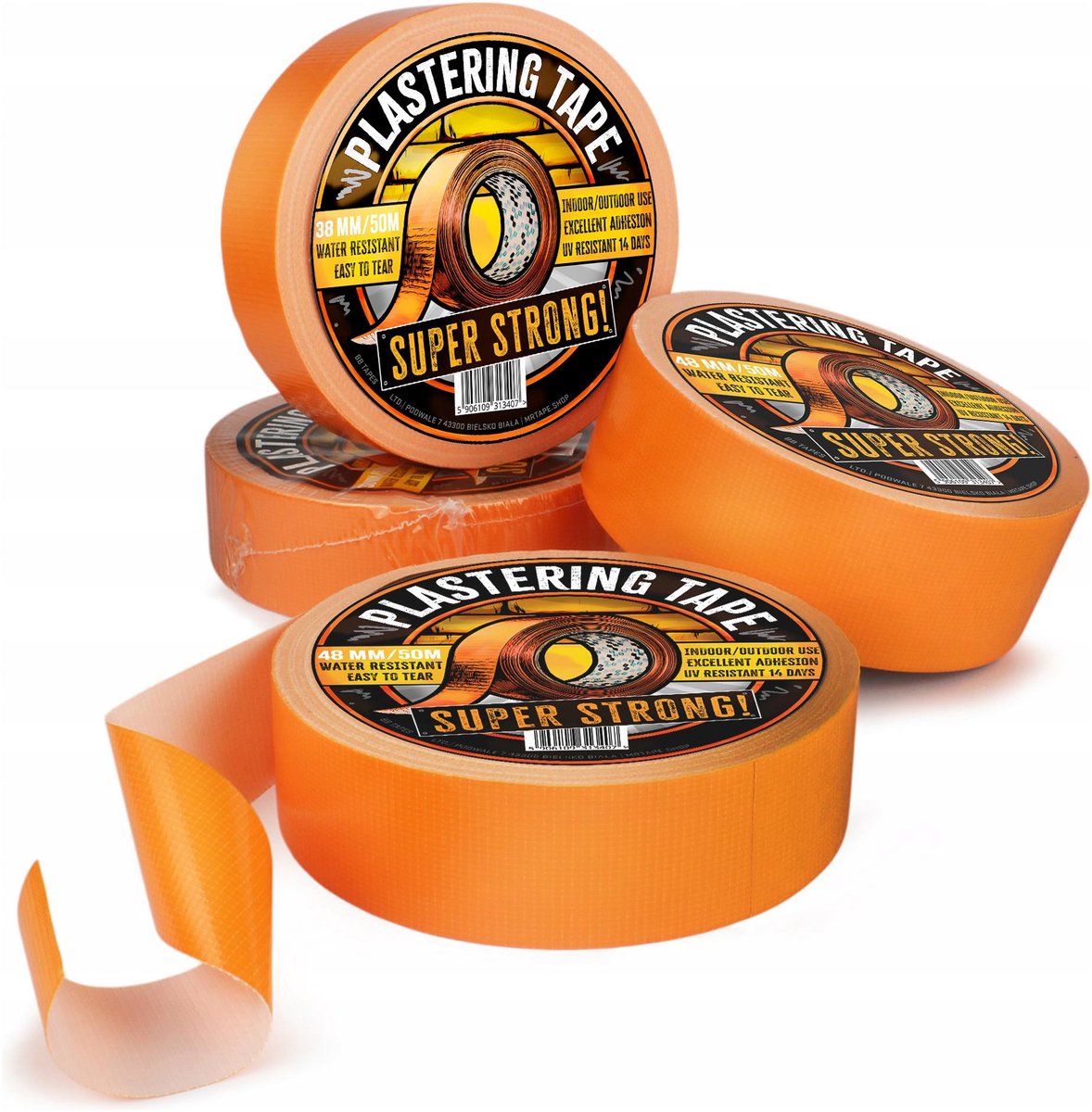 Merkloze Oranje Bouwtape 48mm x 50m - UV-bestendig en sterk