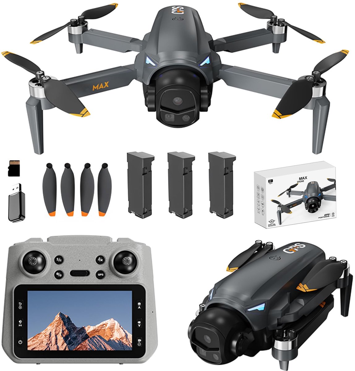 Drone met 4,5-inch scherm, GPS-drone met 4K-camera, EIS, voor Volwassenen, Borstelloze Motor, Automatische Terugkeer - ShopVlot